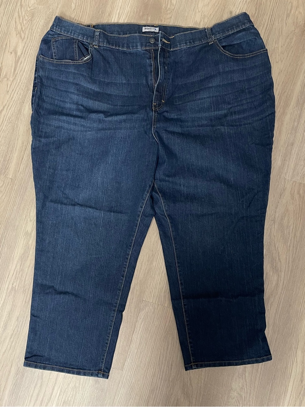 Catherine’s Straight Leg Jeans 28W Petite Right Fit Curvy Stretch Blue Dark Wash
